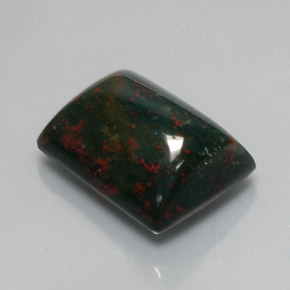 10.50カラットの天然斑点のある緑ブラッドストーン（15.3×11.4 mm・バゲット）
