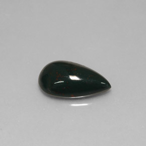1.66カラットの天然斑点のある緑ブラッドストーン（11×7 mm・洋梨の形）