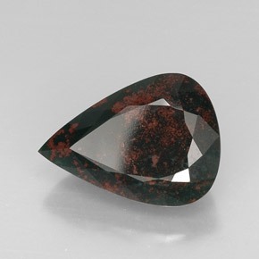 15.66カラットの天然グリーンの斑点ブラッドストーン、洋梨の形、オペーク