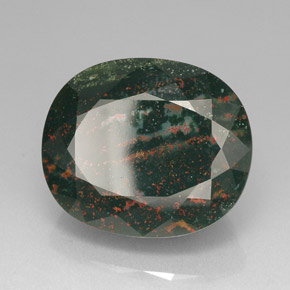 76.20カラットの天然斑点のある緑ブラッドストーン（29.6×25 mm・オーバルカット）