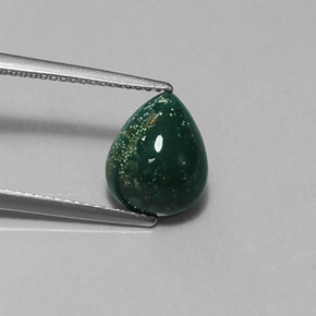 2.88カラットの天然斑点のある緑ブラッドストーン（10.9×8.7 mm・洋梨の形）