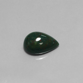 5.86カラットの天然斑点のある緑ブラッドストーン（14.5×10.8 mm・洋梨の形）