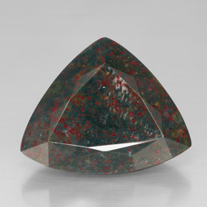 31.69カラットの天然グリーンの斑点ブラッドストーン、トリリオン、オペーク