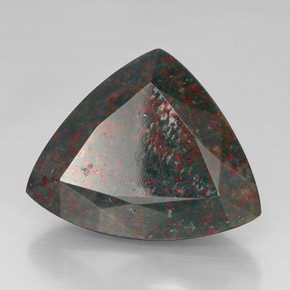 31.69カラットの天然グリーンの斑点ブラッドストーン、トリリオン、オペーク