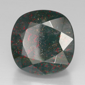 42.64カラットの天然グリーンの斑点ブラッドストーン、クッションカット、オペーク