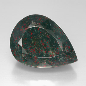 57.45カラットの天然グリーンの斑点ブラッドストーン、洋梨の形、オペーク