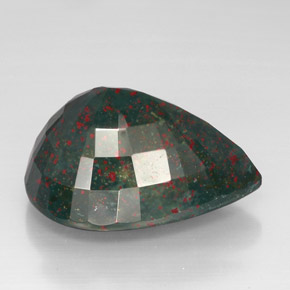 57.45カラットの天然グリーンの斑点ブラッドストーン、洋梨の形、オペーク