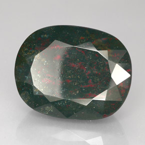 73.05カラットの天然斑点のある緑ブラッドストーン（30.6×24.2 mm・クッションカット）