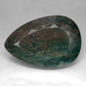 214.05カラットの天然斑点のある緑ブラッドストーン（53.3×36 mm・洋梨の形）