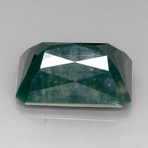 21.75カラットの天然斑点のある緑ブラッドストーン（21.1×14.7 mm・エメラルドカット）