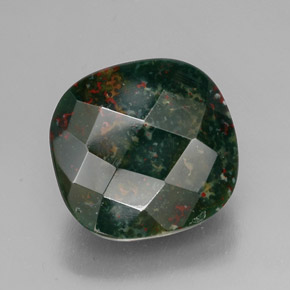 27.80カラットの天然斑点のある緑ブラッドストーン（20×19.1 mm・クッションカット）