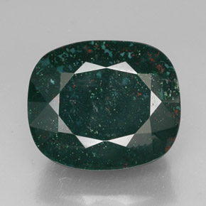 41.61カラットの天然斑点のある緑ブラッドストーン（23×19.6 mm・クッションカット）
