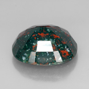 34.65カラットの天然斑点のある緑ブラッドストーン（23.8×20.8 mm・クッションカット）