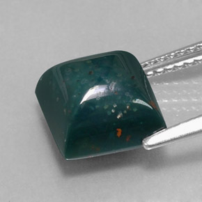 3.94カラットの天然グリーンの斑点ブラッドストーン、四角形、オペーク