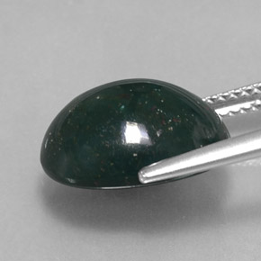 6.35カラットの天然斑点のある緑ブラッドストーン（13.4×10.6 mm・オーバルカット）