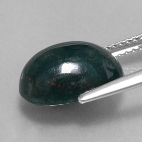 4.04カラットの天然グリーンの斑点ブラッドストーン、オーバルカット、オペーク