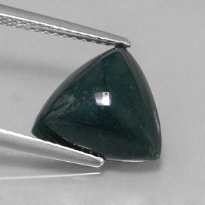 3.97カラットの天然斑点のある緑ブラッドストーン（11.7×11 mm・トリリアント）