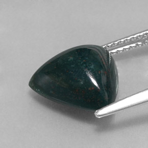 3.97カラットの天然斑点のある緑ブラッドストーン（11.7×11 mm・トリリアント）