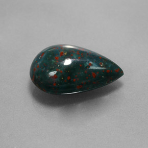 2.70カラットの天然斑点のある緑ブラッドストーン（12.2×8.1 mm・洋梨の形）