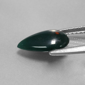 1.18カラットの天然グリーンの斑点ブラッドストーン、洋梨の形、オペーク