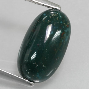 2.99カラットの天然斑点のある緑ブラッドストーン（12.5×7.3 mm・オーバルカット）