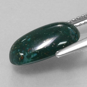 2.99カラットの天然斑点のある緑ブラッドストーン（12.5×7.3 mm・オーバルカット）
