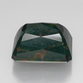 18.33カラットの天然斑点のある緑ブラッドストーン（17.3×13.7 mm・エメラルドカット）