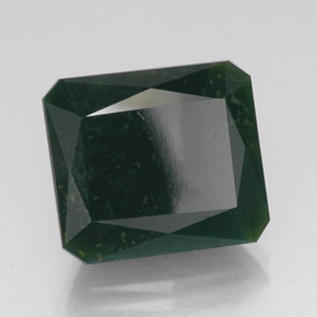 14.29カラットの天然斑点のある緑ブラッドストーン（15.9×14 mm・エメラルドカット）