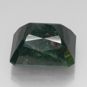 14.29カラットの天然斑点のある緑ブラッドストーン（15.9×14 mm・エメラルドカット）