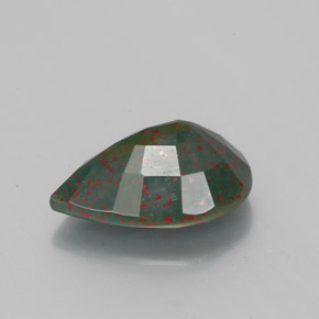 1.86カラットの天然斑点のある緑ブラッドストーン（10.5×7.7 mm・洋梨の形）