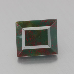 1.23カラットの天然斑点のある緑ブラッドストーン（7×6 mm・バゲット）