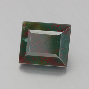 1.23カラットの天然斑点のある緑ブラッドストーン（7×6 mm・バゲット）