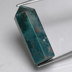 20.34カラットの天然斑点のある緑ブラッドストーン（25.2×10.2 mm・ファンシーシェイプ）