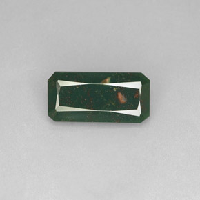 2.97カラットの天然斑点のある緑ブラッドストーン（14×7 mm・エメラルドカット）
