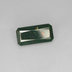 2.97カラットの天然斑点のある緑ブラッドストーン（14×7 mm・エメラルドカット）