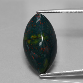 11.82カラットの天然斑点のある緑ブラッドストーン（20.7×11.2 mm・マーキス）