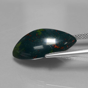 11.82カラットの天然斑点のある緑ブラッドストーン（20.7×11.2 mm・マーキス）