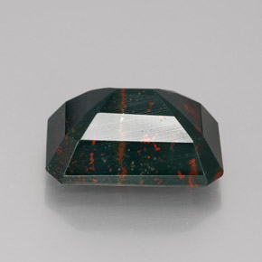 9.75カラットの天然グリーンの斑点ブラッドストーン、エメラルドカット、オペーク