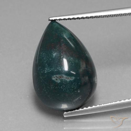 11.48ct 天然 青みがかったグリーン ブラッドストーン, 洋梨の形, オペーク