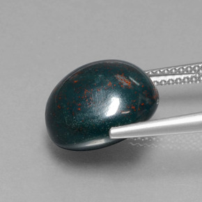 9.26カラットの天然グリーンの斑点ブラッドストーン、ラウンドカット、オペーク