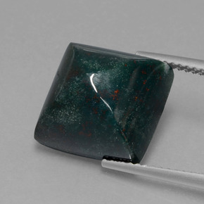 11.03カラットの天然斑点のある緑ブラッドストーン（12.3×12 mm・四角）