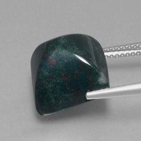 11.03カラットの天然斑点のある緑ブラッドストーン（12.3×12 mm・四角）
