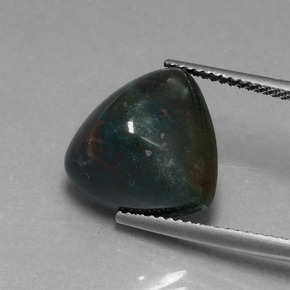 7.39カラットの天然斑点のある緑ブラッドストーン（13.3×13 mm・トリリアント）