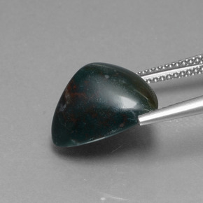7.39カラットの天然斑点のある緑ブラッドストーン（13.3×13 mm・トリリアント）