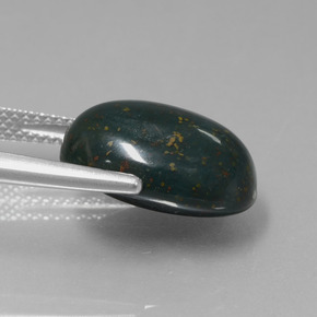 9.11カラットの天然グリーンの斑点ブラッドストーン、オーバルカット、オペーク