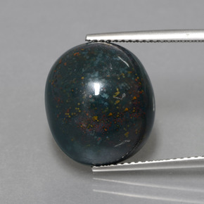 11.49カラットの天然ダークグリーンブラッドストーン、オーバルカット、オペーク