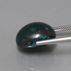 11.31カラットの天然マルチカラーグリーンブラッドストーン（14.7×12.7 mm・オーバルカット）