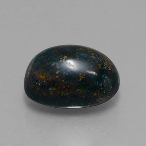 8.99カラットの天然斑点のある緑ブラッドストーン（14.5×10 mm・オーバルカット）