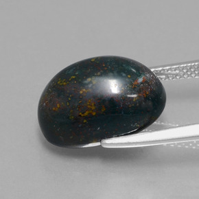 8.99カラットの天然斑点のある緑ブラッドストーン（14.5×10 mm・オーバルカット）