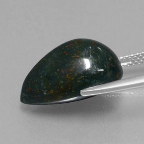 9.48カラットの天然グリーンの斑点ブラッドストーン、洋梨の形、オペーク